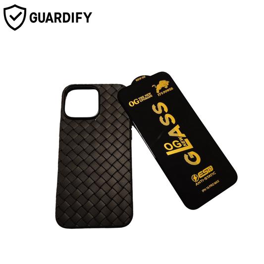 Woven Textured Case for iPhone 15 Pro Max – FREE OG Tempered Glass Included