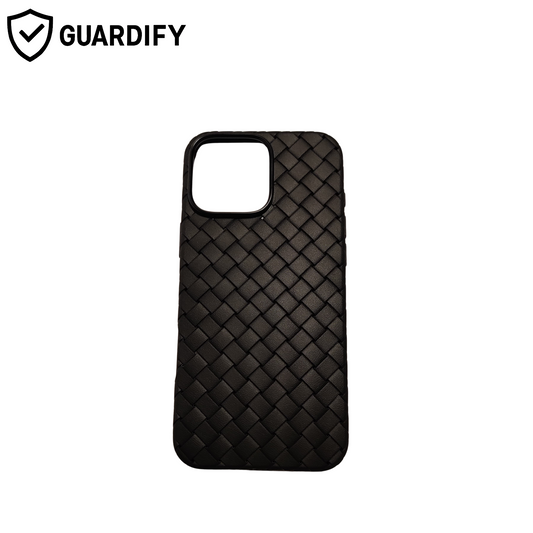iPhone 16 Pro Max Woven Black Mobile Cover + FREE Tempered Glass Protector