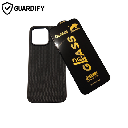 Textured black Case for iPhone 16 Pro Max – Includes FREE OG Tempered Glass