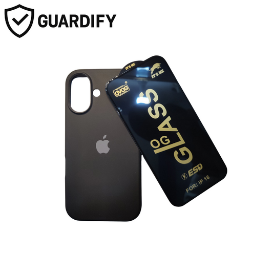IPhone 16 Silicone Case with Free OG Tempered Glass