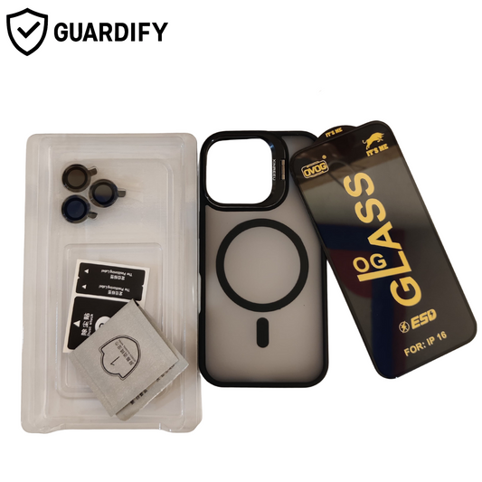 IPhone 16 Pro MagSafe Case with Free Tempered Glass & Camera Lens Rings