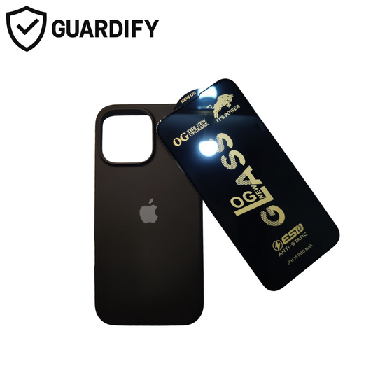 IPhone 15 Pro Max Silicone Case with Free OG Tempered Glass