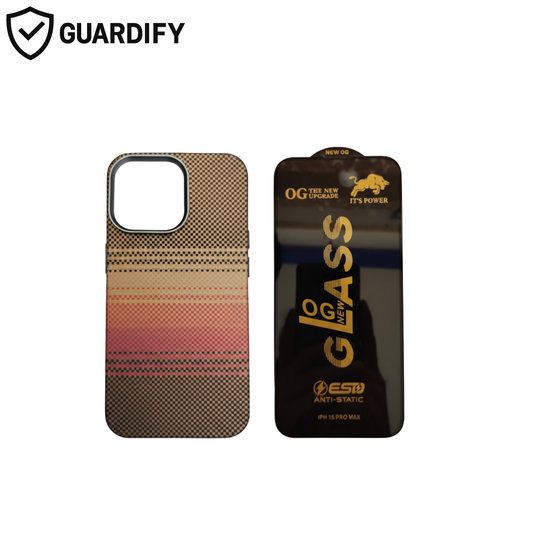 Carbon Fiber Texture iPhone Case + OG Tempered Glass Protector